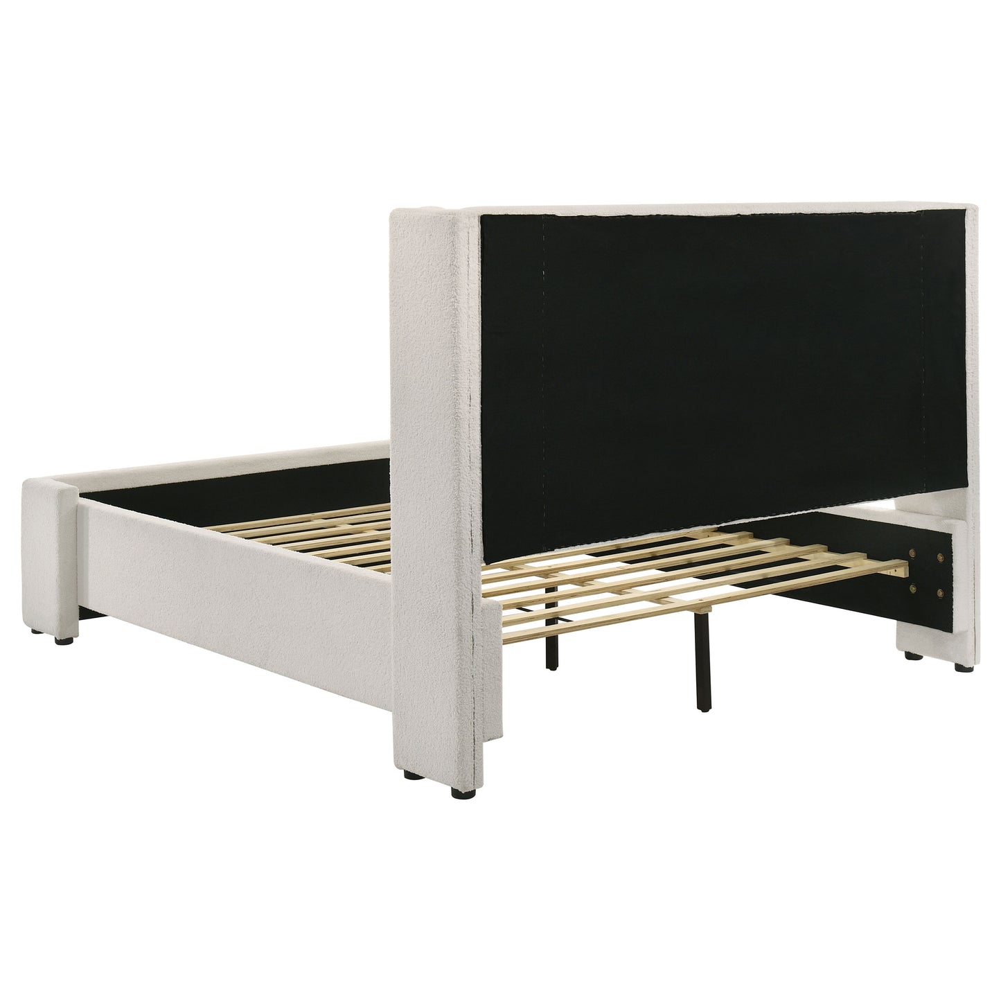 Cama Alamosa Boucle con plataforma tapizada, tamaño king, color blanco