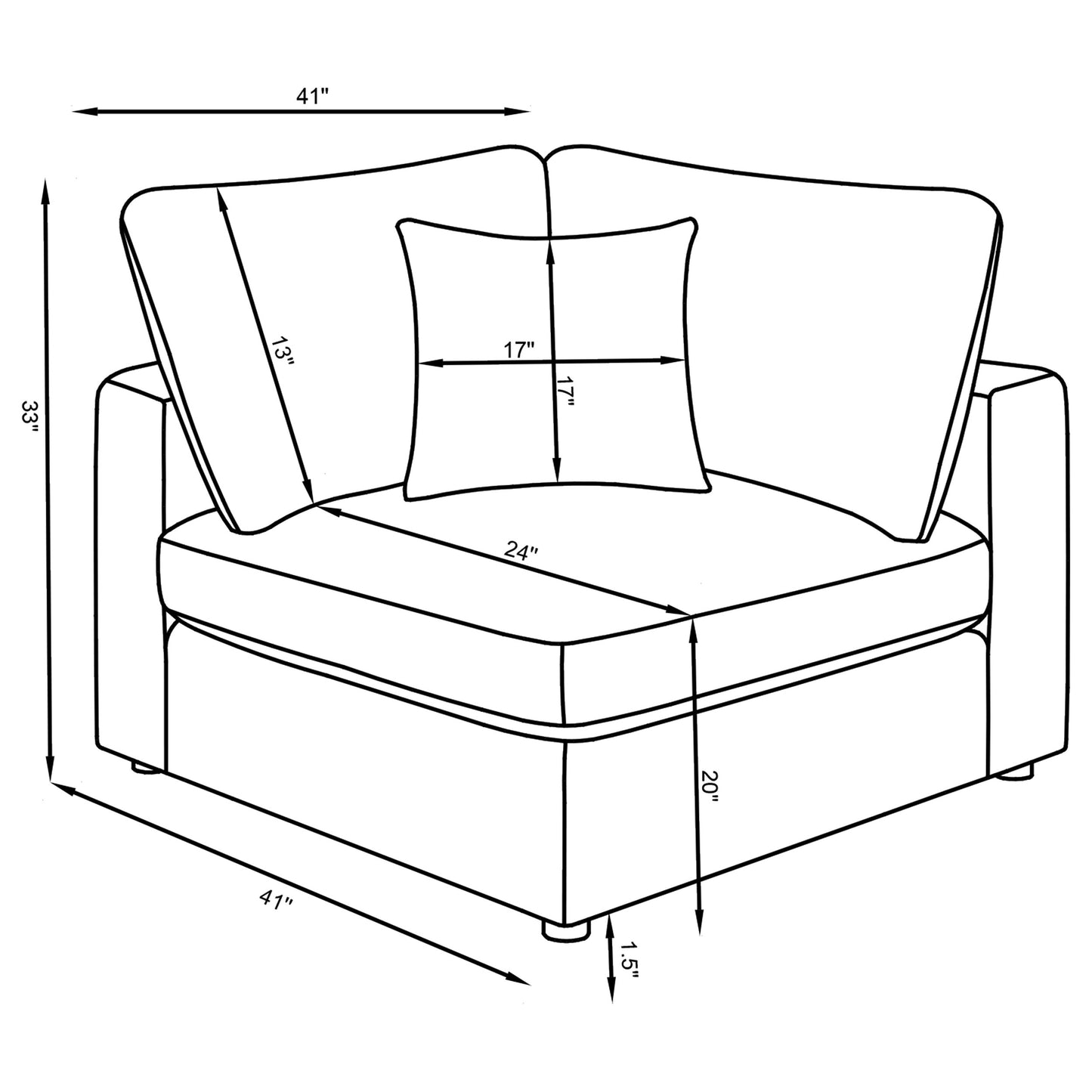 Sofá modular seccional tapizado Serene de 4 piezas en color carbón