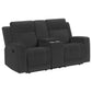Loveseat reclinable tapizado Brentwood en color carbón oscuro