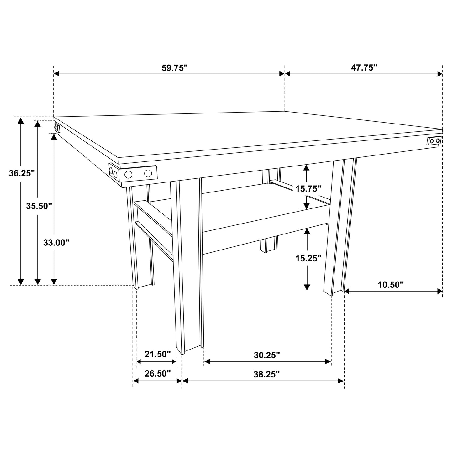 Mesa de comedor Patterson de 60 pulgadas de altura de mostrador en roble mango