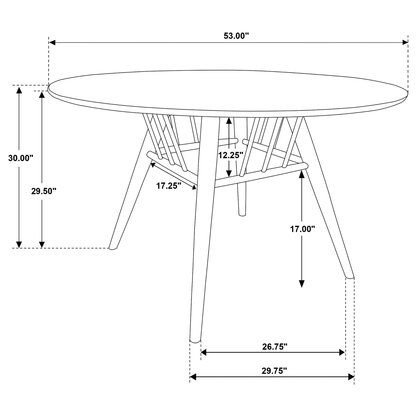 Juego de mesa de comedor redonda Everton de 5 piezas de 53 pulgadas en nogal oscuro