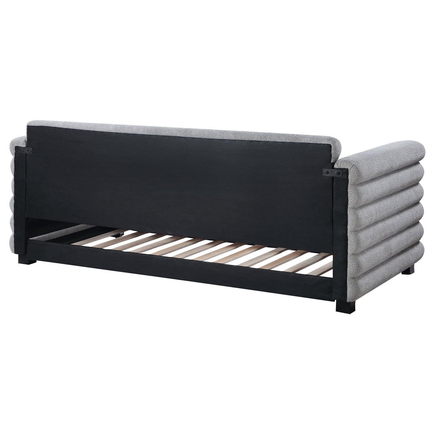 Cama de día tapizada Patricia Boucle con cama nido, color gris