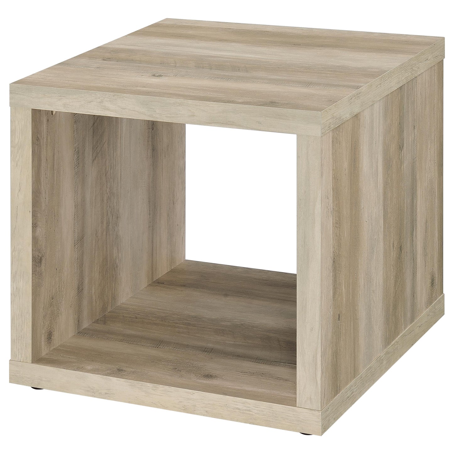 Mesa auxiliar Frisco cuadrada de madera de ingeniería, pino envejecido