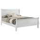 Cama Louis Philippe de 120 cm con paneles tipo trineo, estilo Eastern King, color blanco