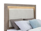 Cama Kenora Eastern King de 56 pulgadas con almacenamiento LED en marrón cebada