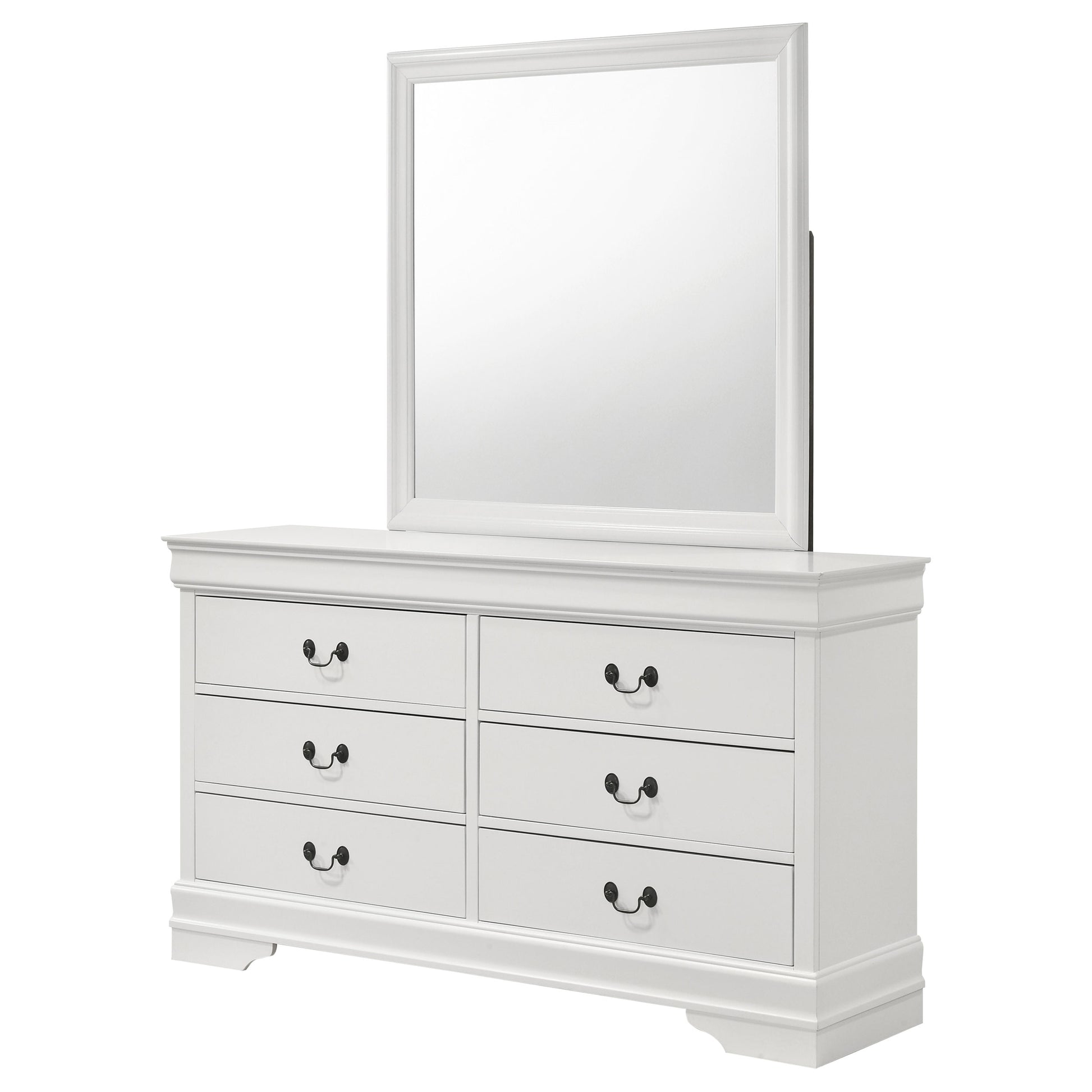 white dresser and mirror Louis Philippe - 6 Drawer Dresser