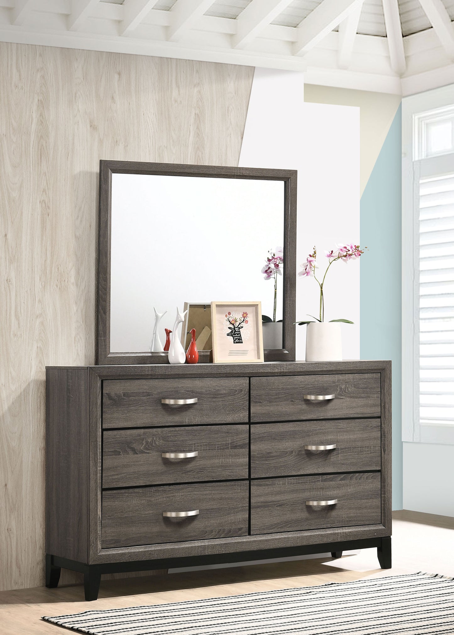 Watson 6-drawer Dresser with Mirror Grey Oak – Just Like Home Express