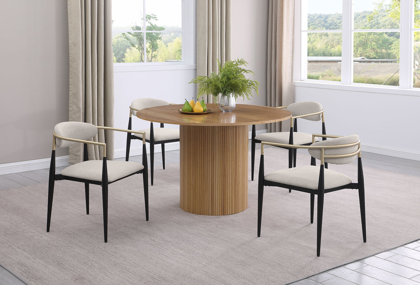Silla de comedor Alexis tapizada en tela beige (juego de 2)