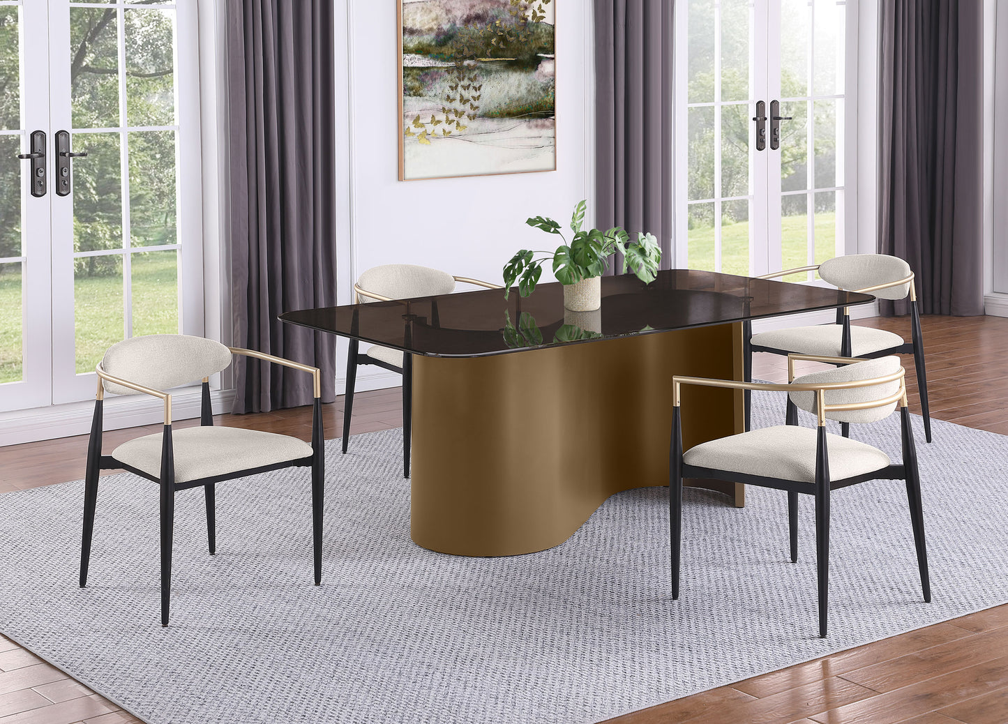 Silla de comedor Alexis tapizada en tela beige (juego de 2)