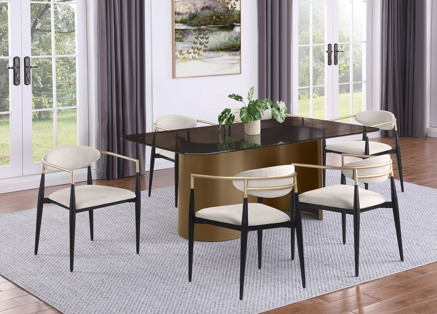 Silla de comedor Alexis tapizada en tela beige (juego de 2)