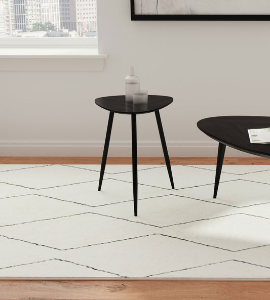 Mesa auxiliar triangular Odessa de madera maciza negra