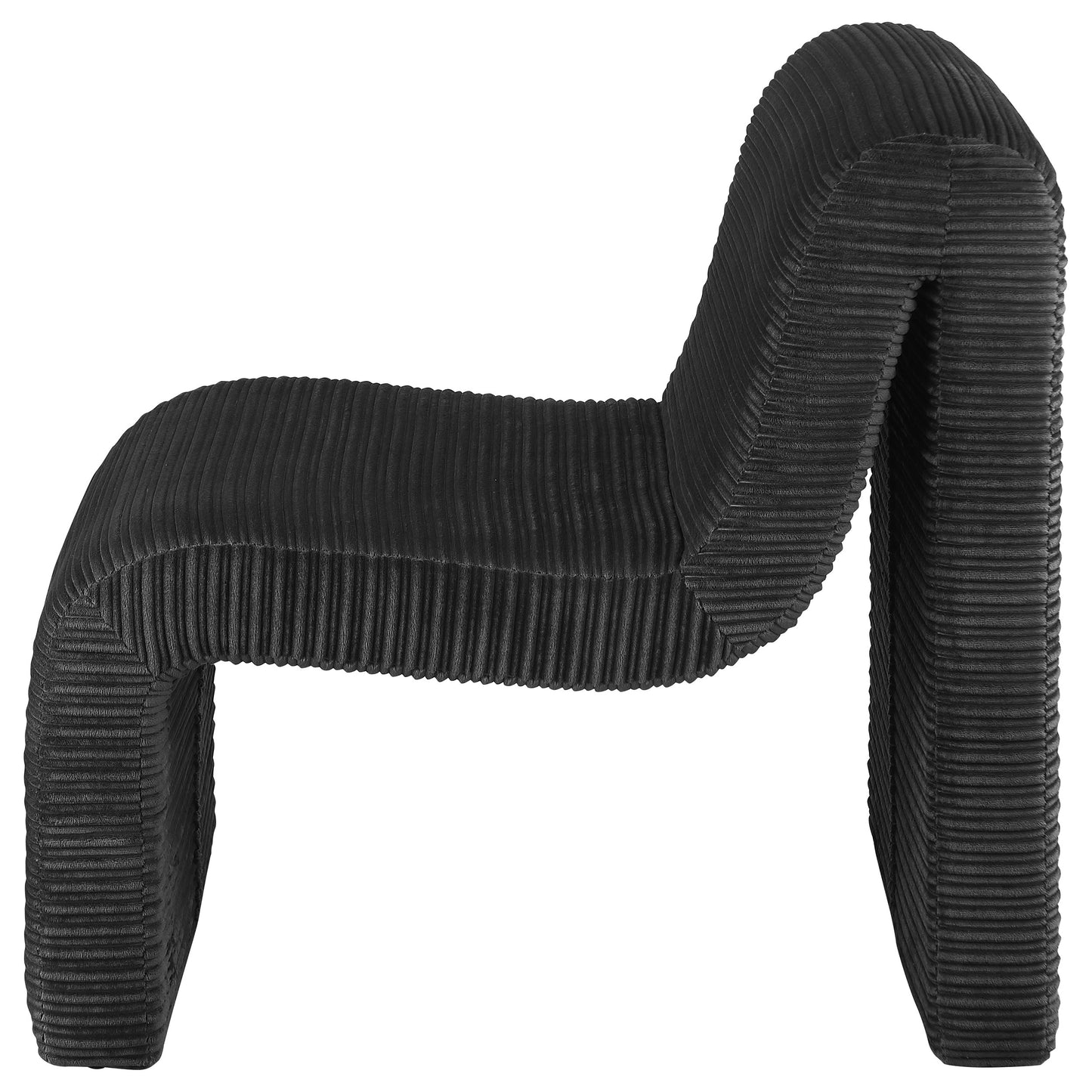 Sillón Drayton curvo tapizado sin brazos, color negro