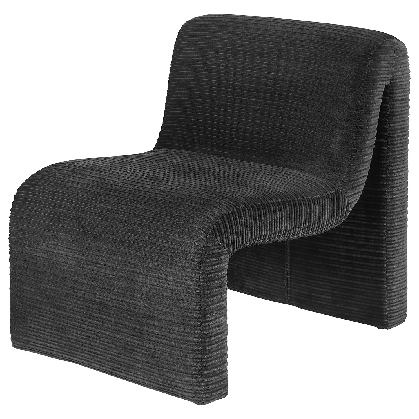 Sillón Drayton curvo tapizado sin brazos, color negro