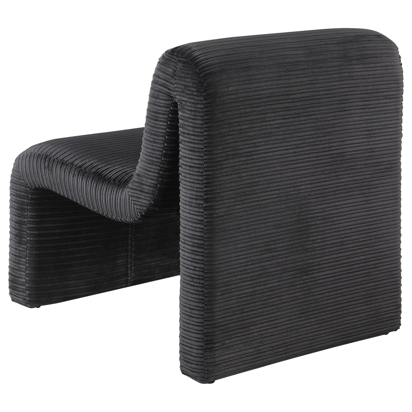 Sillón Drayton curvo tapizado sin brazos, color negro