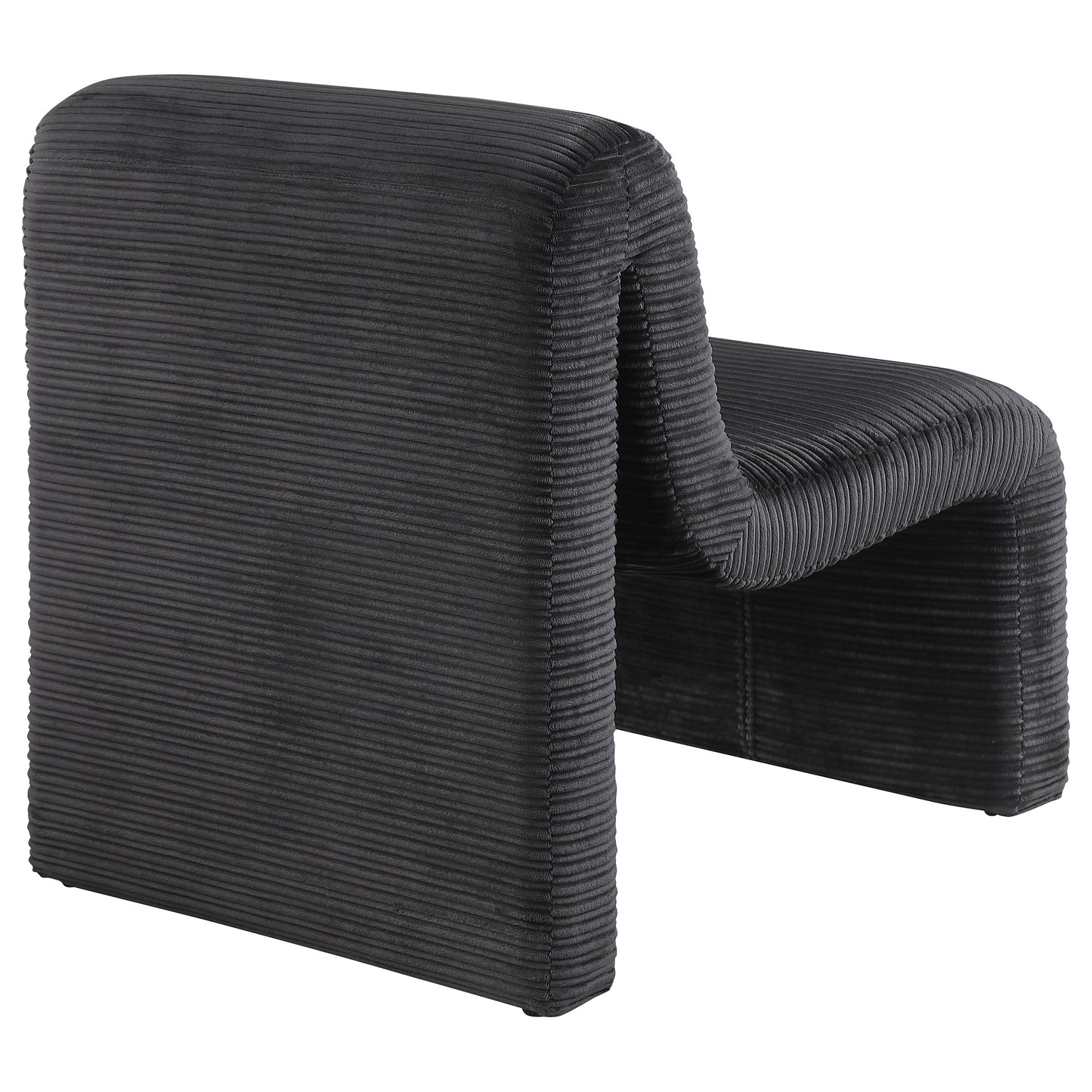 Sillón Drayton curvo tapizado sin brazos, color negro