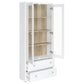 Armario alto Hawthorne de 4 estantes con puertas de vidrio y cajones, color blanco