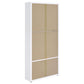 Armario alto Hawthorne de 4 estantes con puertas de vidrio y cajones, color blanco