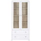 Armario alto Hawthorne de 4 estantes con puertas de vidrio y cajones, color blanco