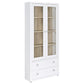 Armario alto Hawthorne de 4 estantes con puertas de vidrio y cajones, color blanco
