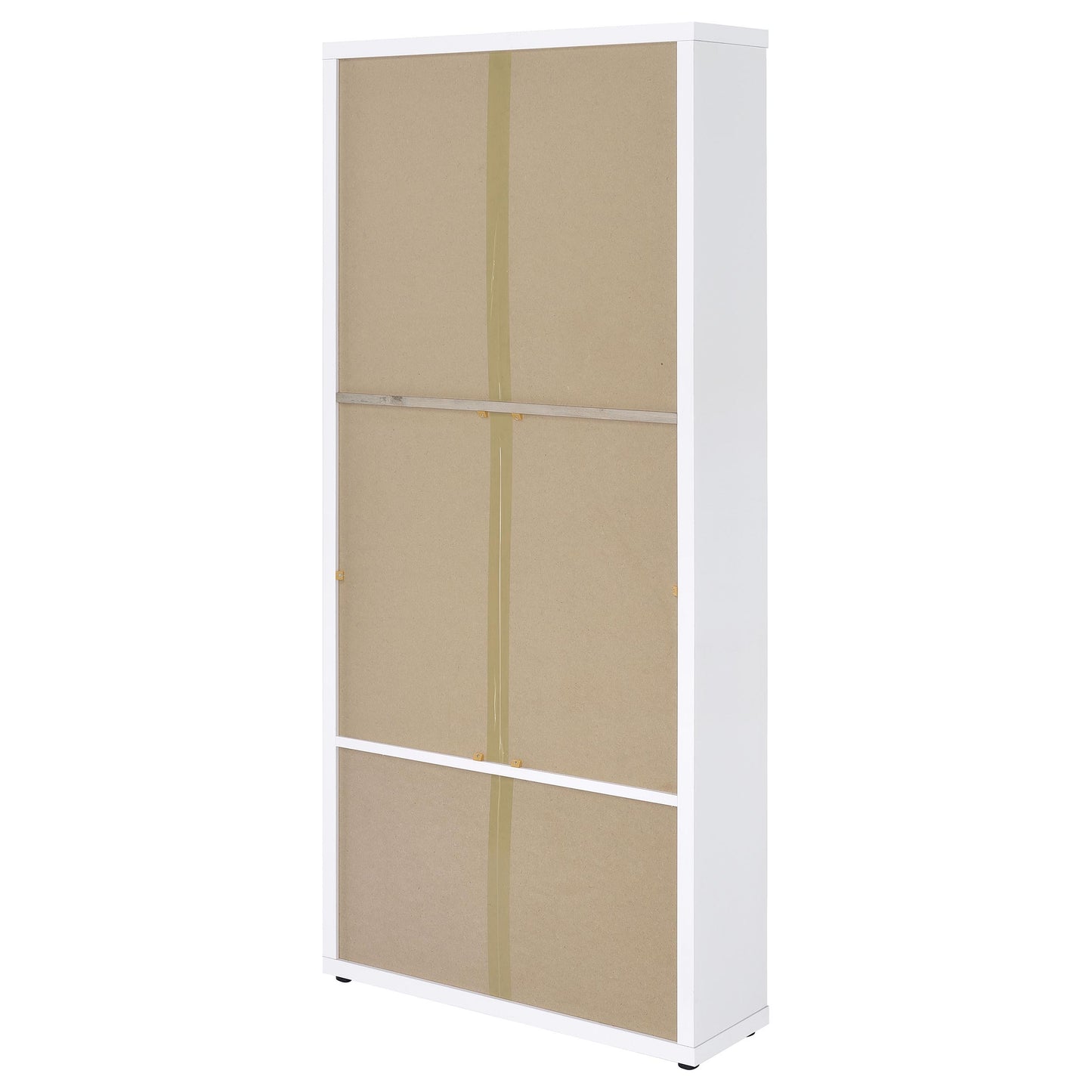 Armario alto Hawthorne de 4 estantes con puertas de vidrio y cajones, color blanco