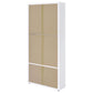 Armario alto Hawthorne de 4 estantes con puertas de vidrio y cajones, color blanco