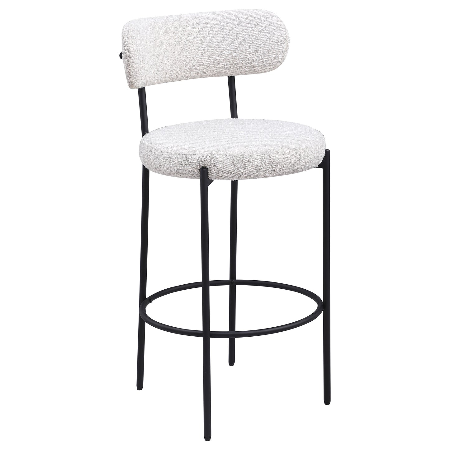 Silla de bar tapizada Viola Boucle color crema (juego de 2)