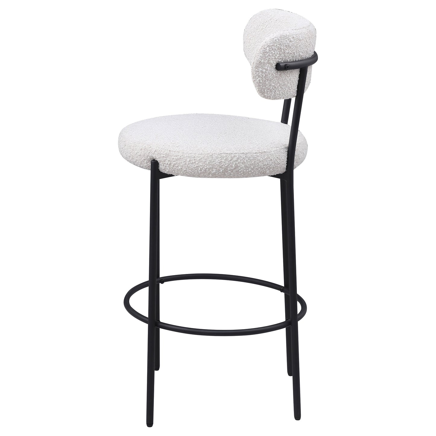 Silla de bar tapizada Viola Boucle color crema (juego de 2)