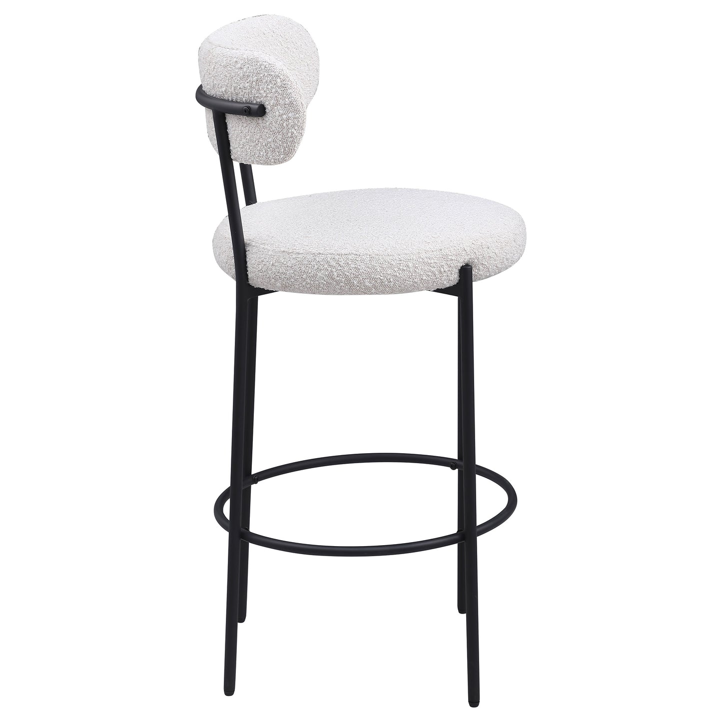 Silla de bar tapizada Viola Boucle color crema (juego de 2)
