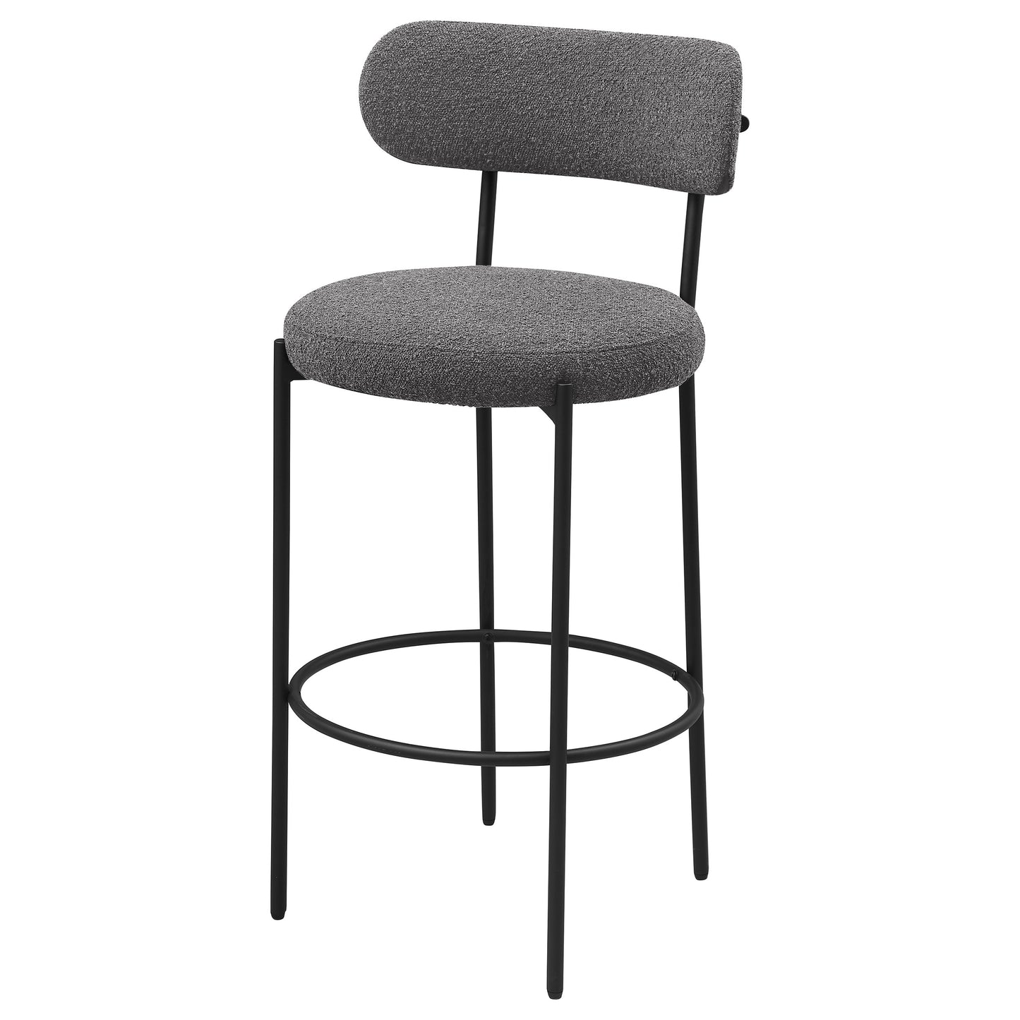 Silla de bar tapizada Viola Boucle gris (juego de 2)