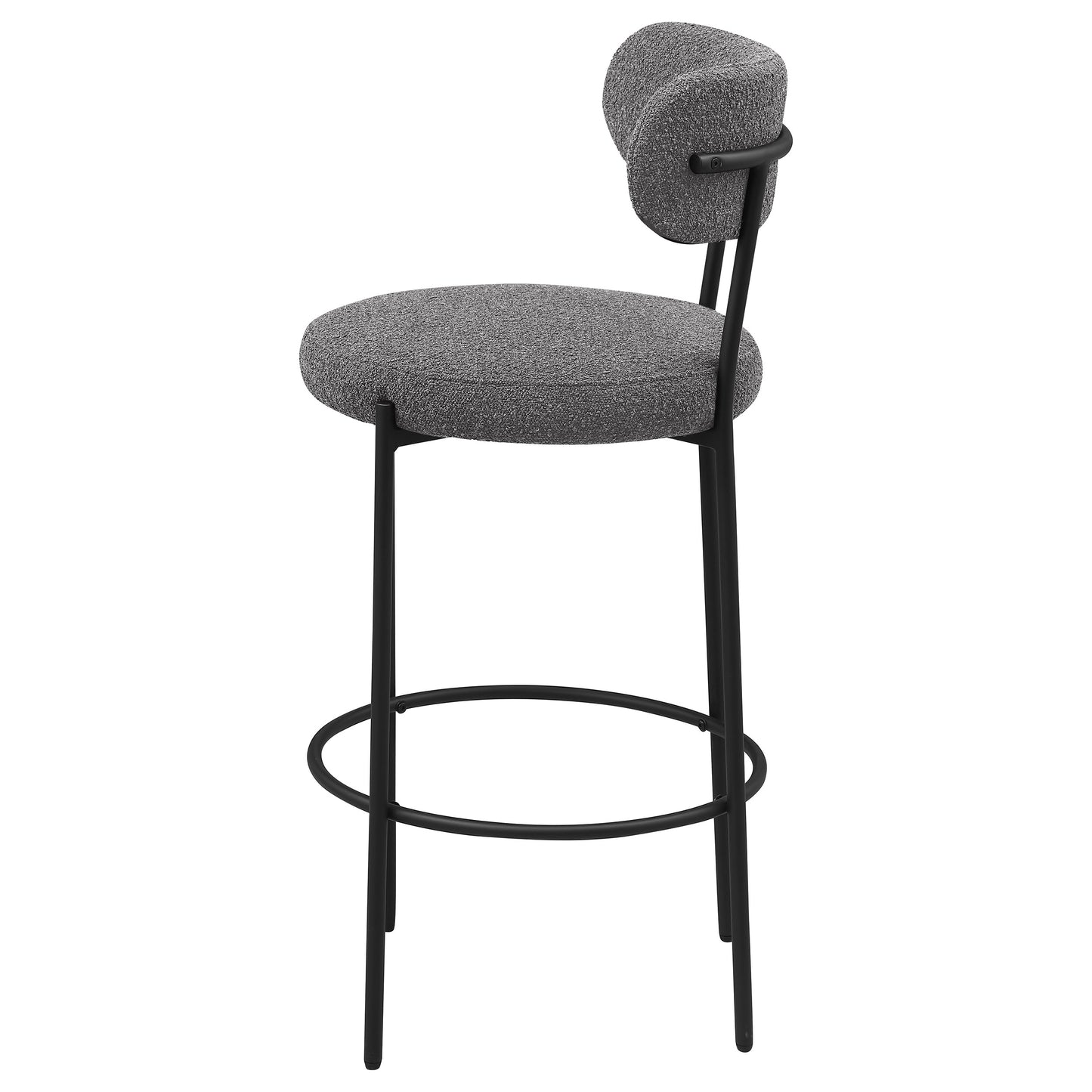 Silla de bar tapizada Viola Boucle gris (juego de 2)