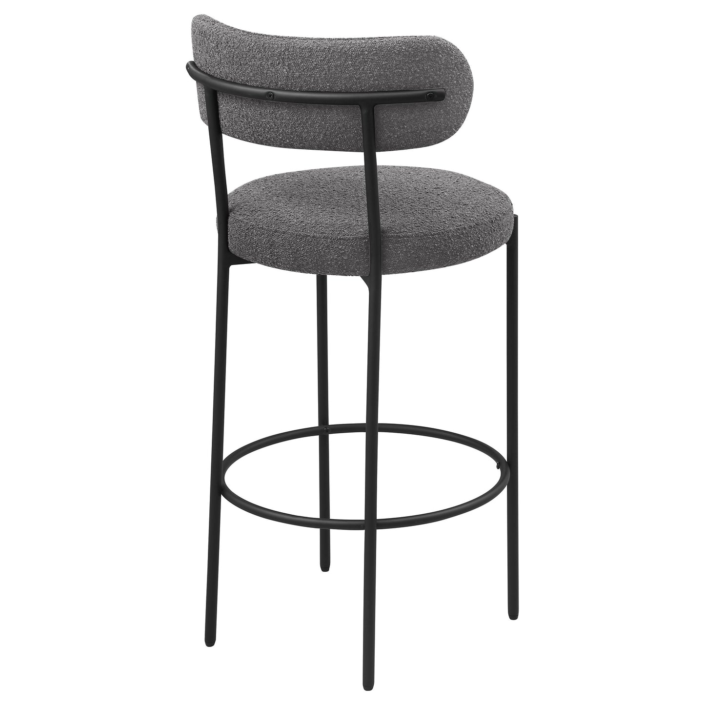 Silla de bar tapizada Viola Boucle gris (juego de 2)