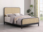 Cama Lanewood con estructura de metal y caña abierta, tamaño king, color negro