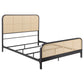 Cama Queen de metal con estructura de caña abierta Lanewood, color negro
