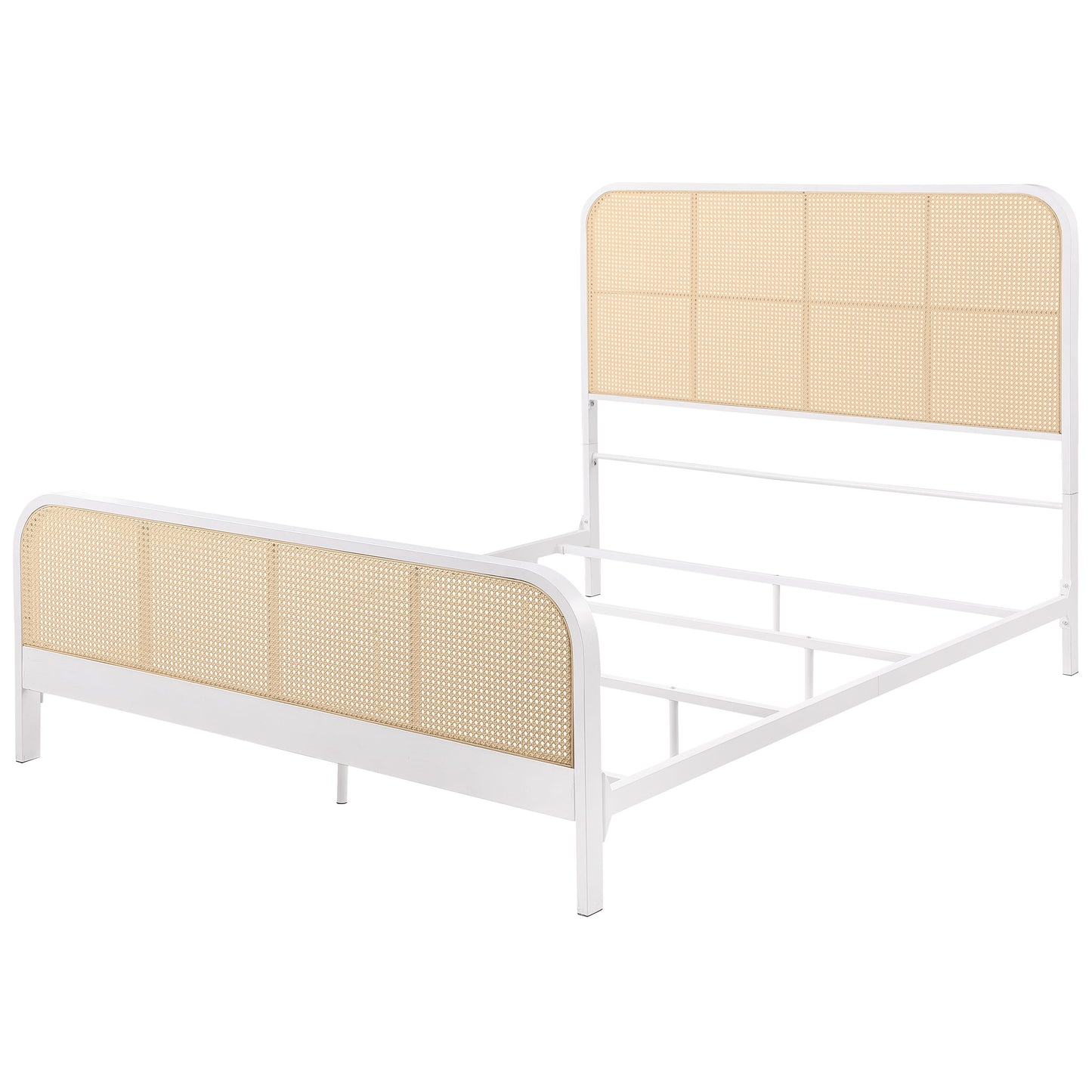 Cama Lanewood de metal con estructura de caña abierta y tamaño king, color blanco