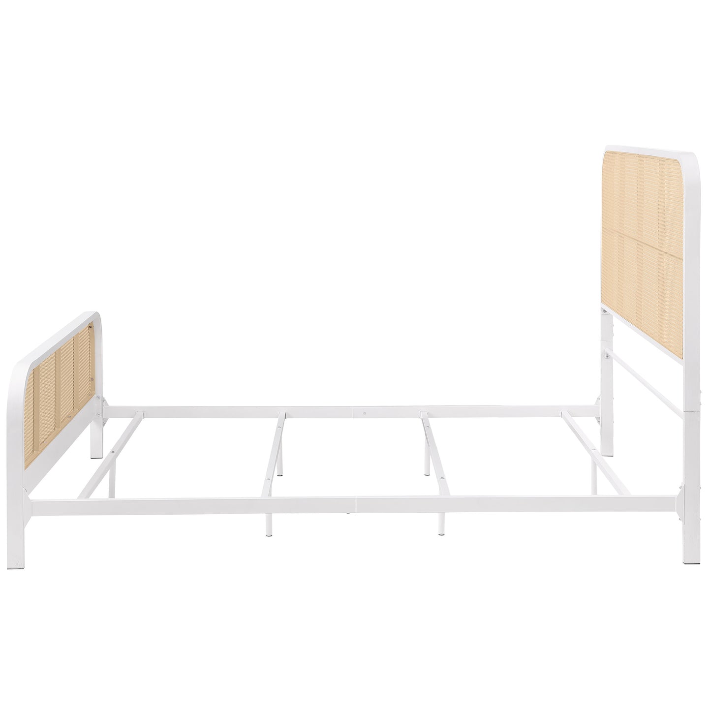 Cama Lanewood de metal con estructura de caña abierta y tamaño king, color blanco