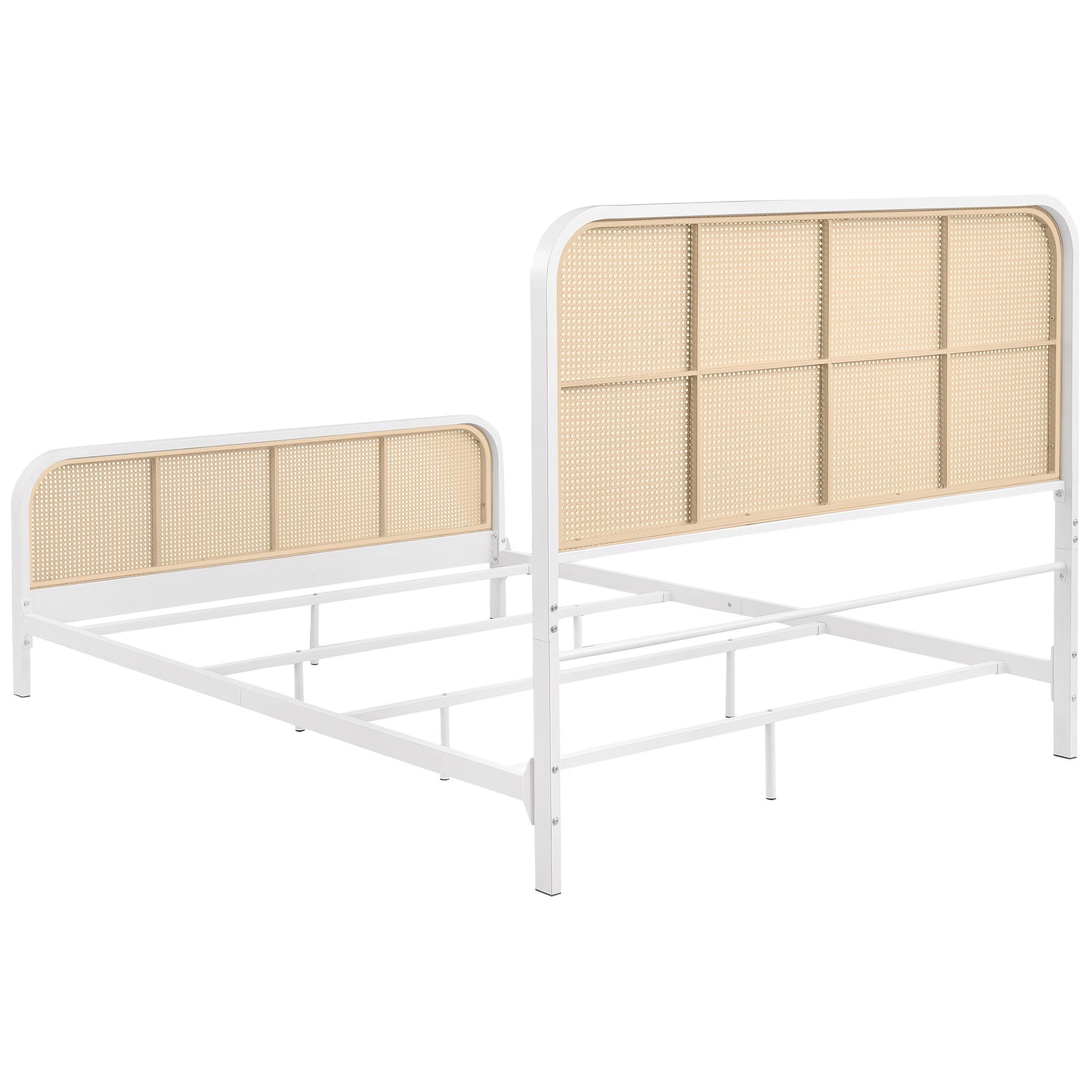 Cama Lanewood de metal con estructura de caña abierta y tamaño king, color blanco