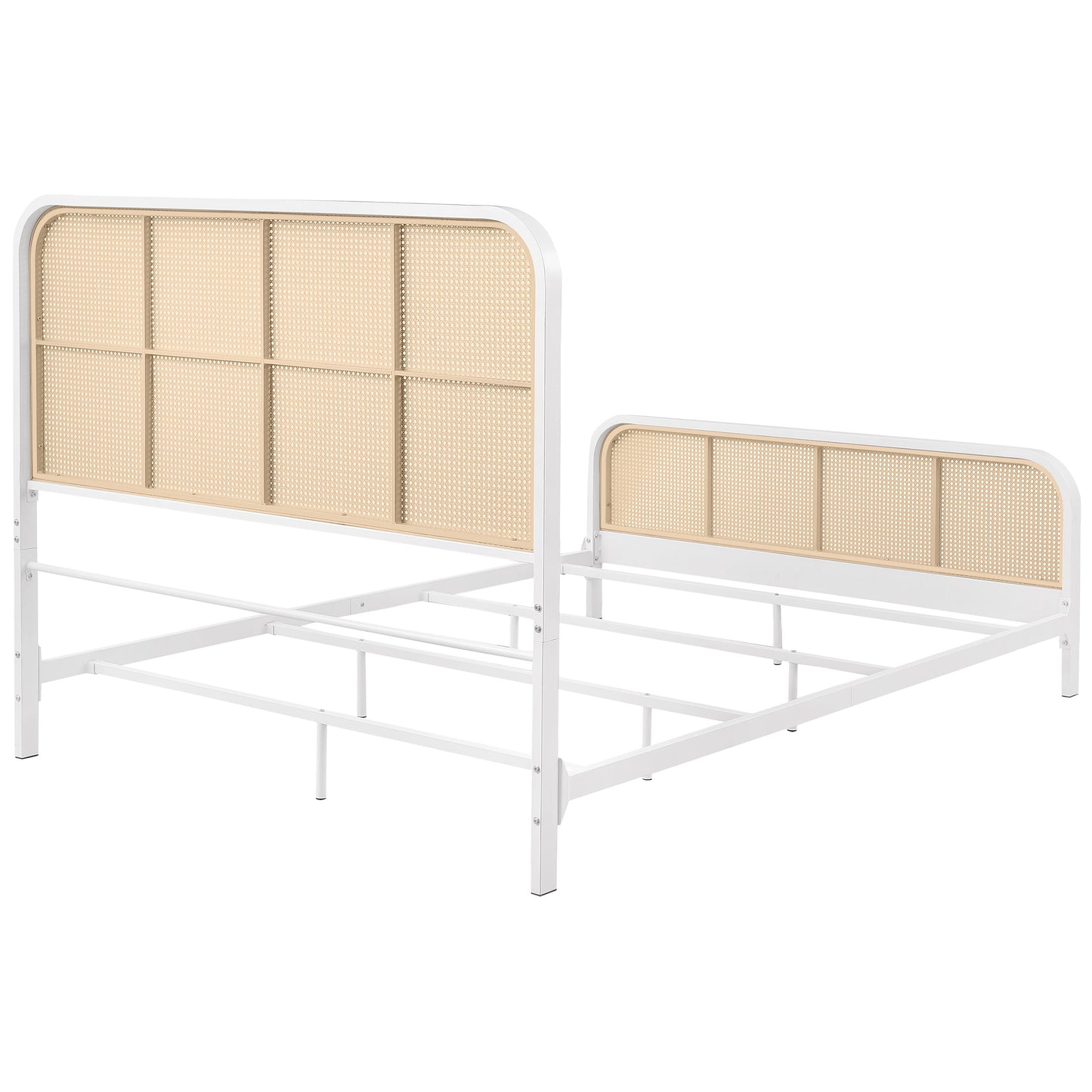Cama Lanewood de metal con estructura de caña abierta y tamaño king, color blanco