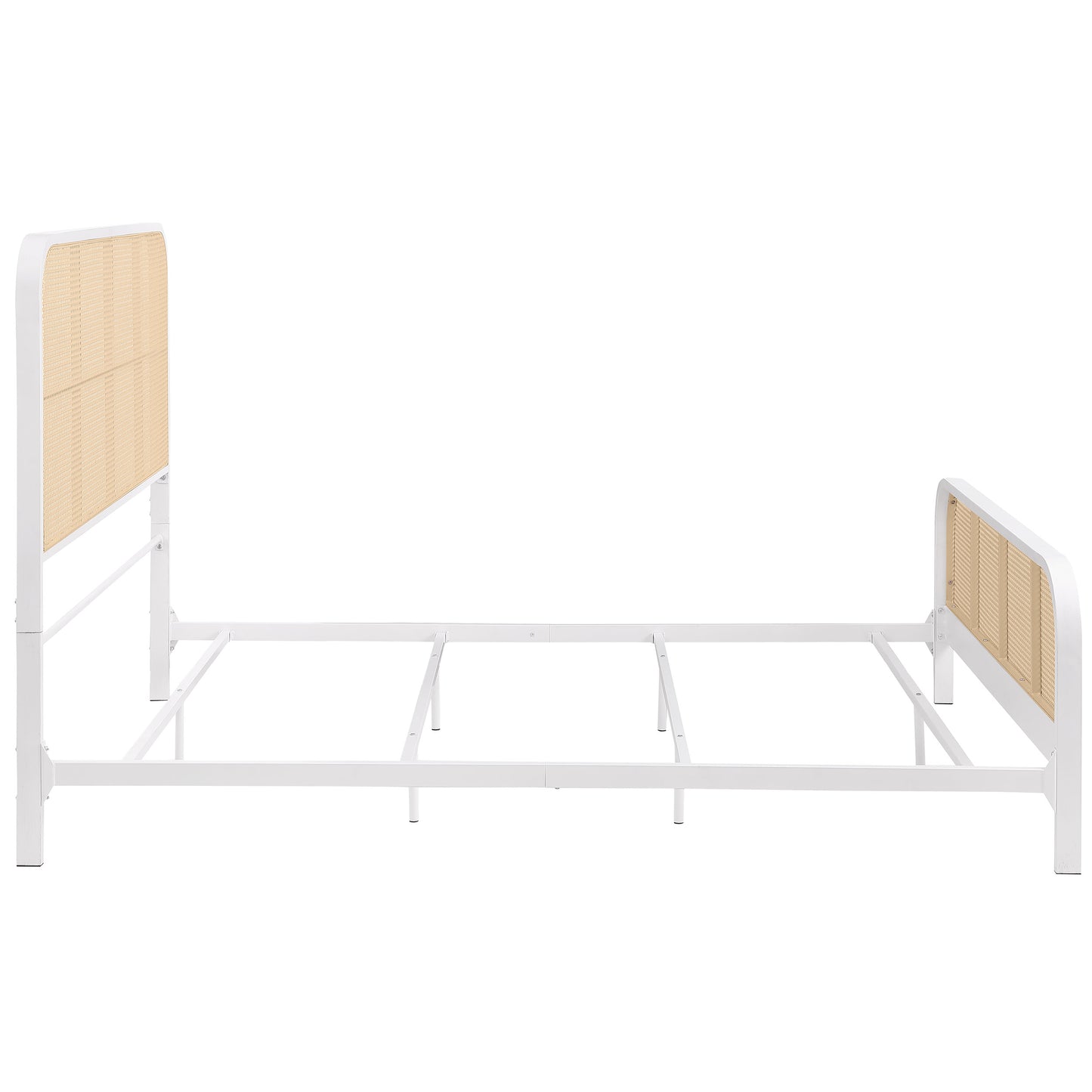 Cama Lanewood de metal con estructura de caña abierta y tamaño king, color blanco