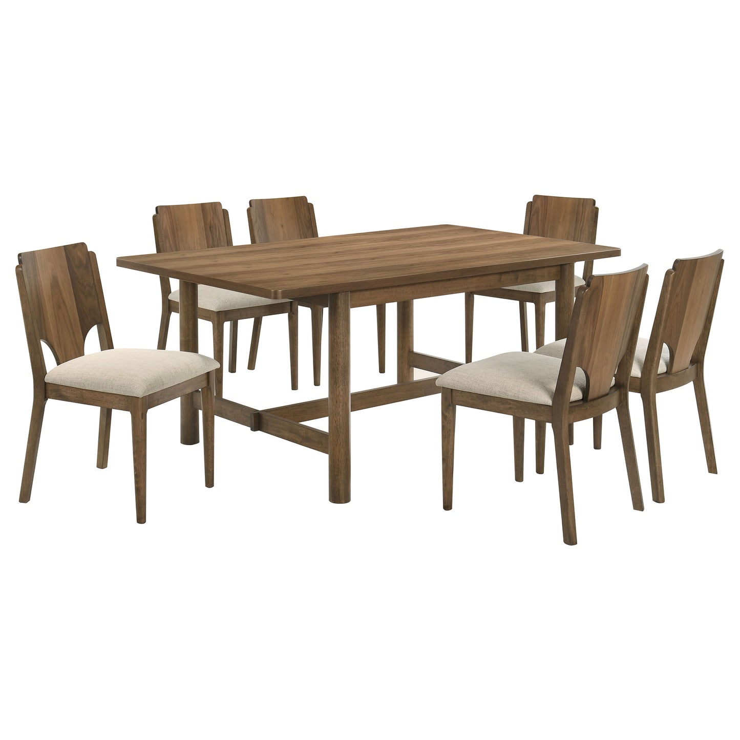 Juego de mesa de comedor rectangular Crestmore de 7 piezas en nogal