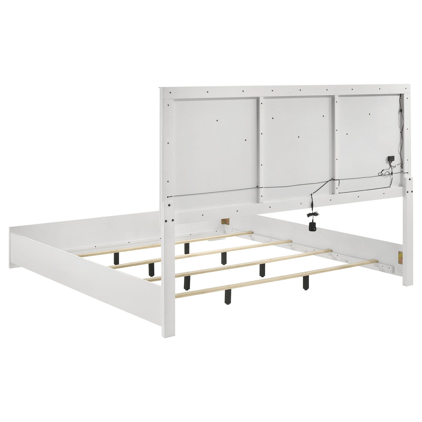 Cabecera de cama con paneles LED Ives Queen en blanco de alto brillo