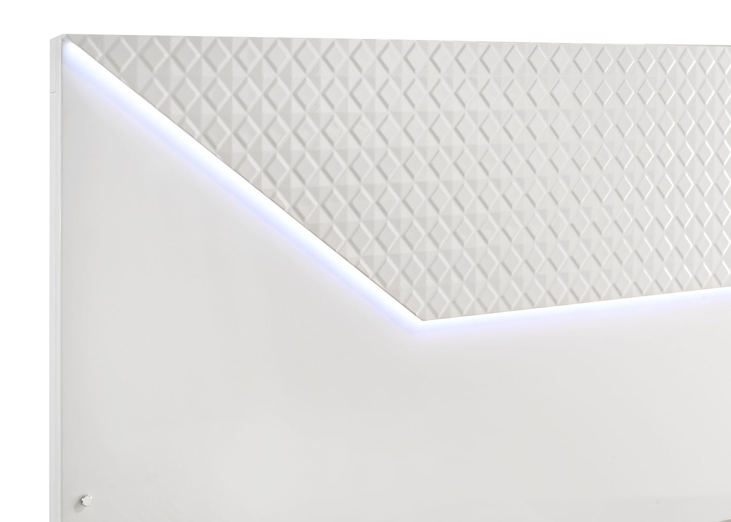 Cabecera de cama con paneles LED Ives Queen en blanco de alto brillo