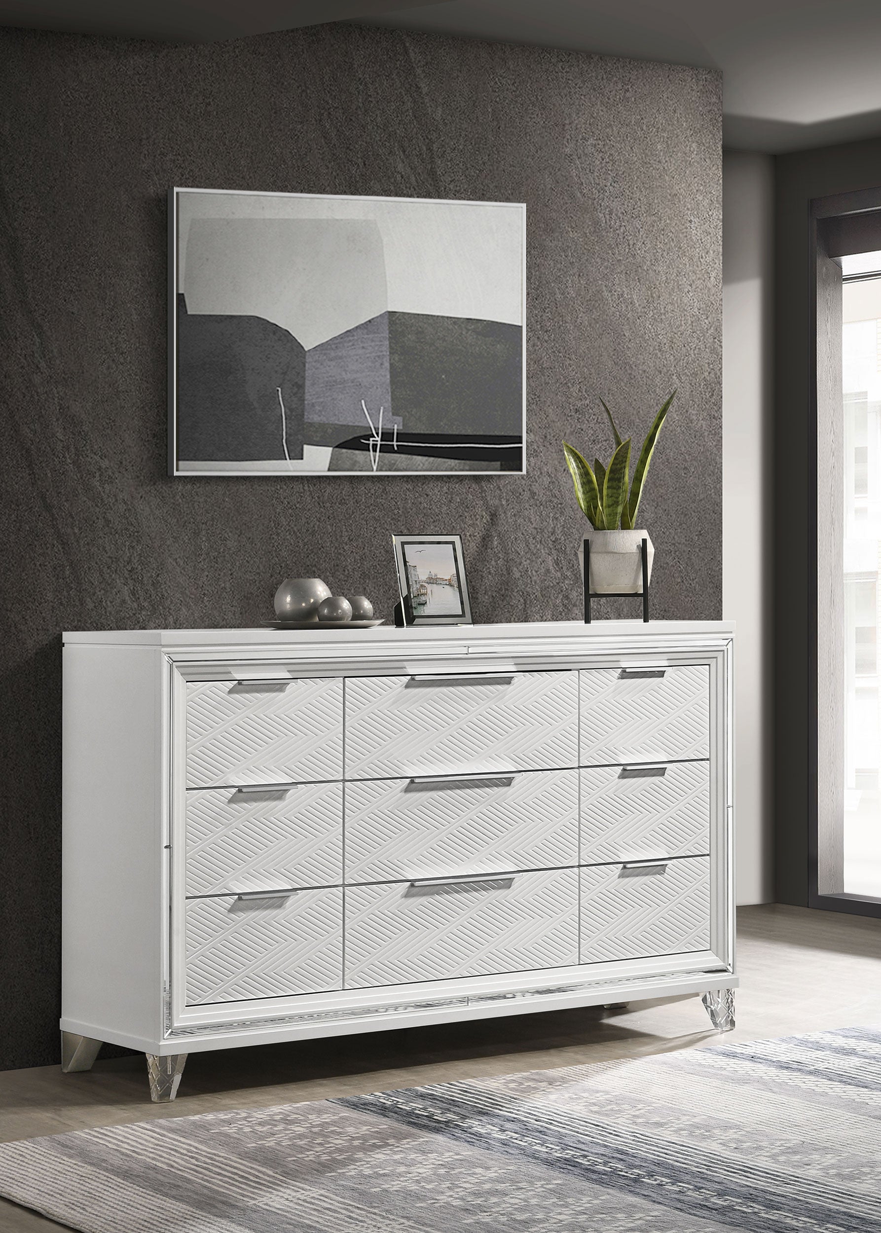 olivet silver dresser Olivet 6 Drawer Dresser in Silver B560-31