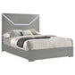 Cabecera de cama Ives Eastern King con paneles LED, gris, alto brillo