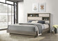 Cabecero con estantería para cama queen Fenwick de roble gris