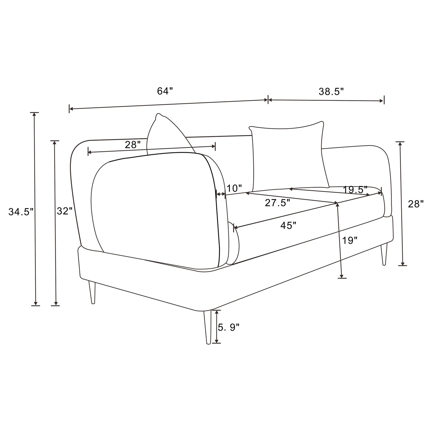 Conjunto de sofá tapizado de chenilla de 2 piezas Jade verde