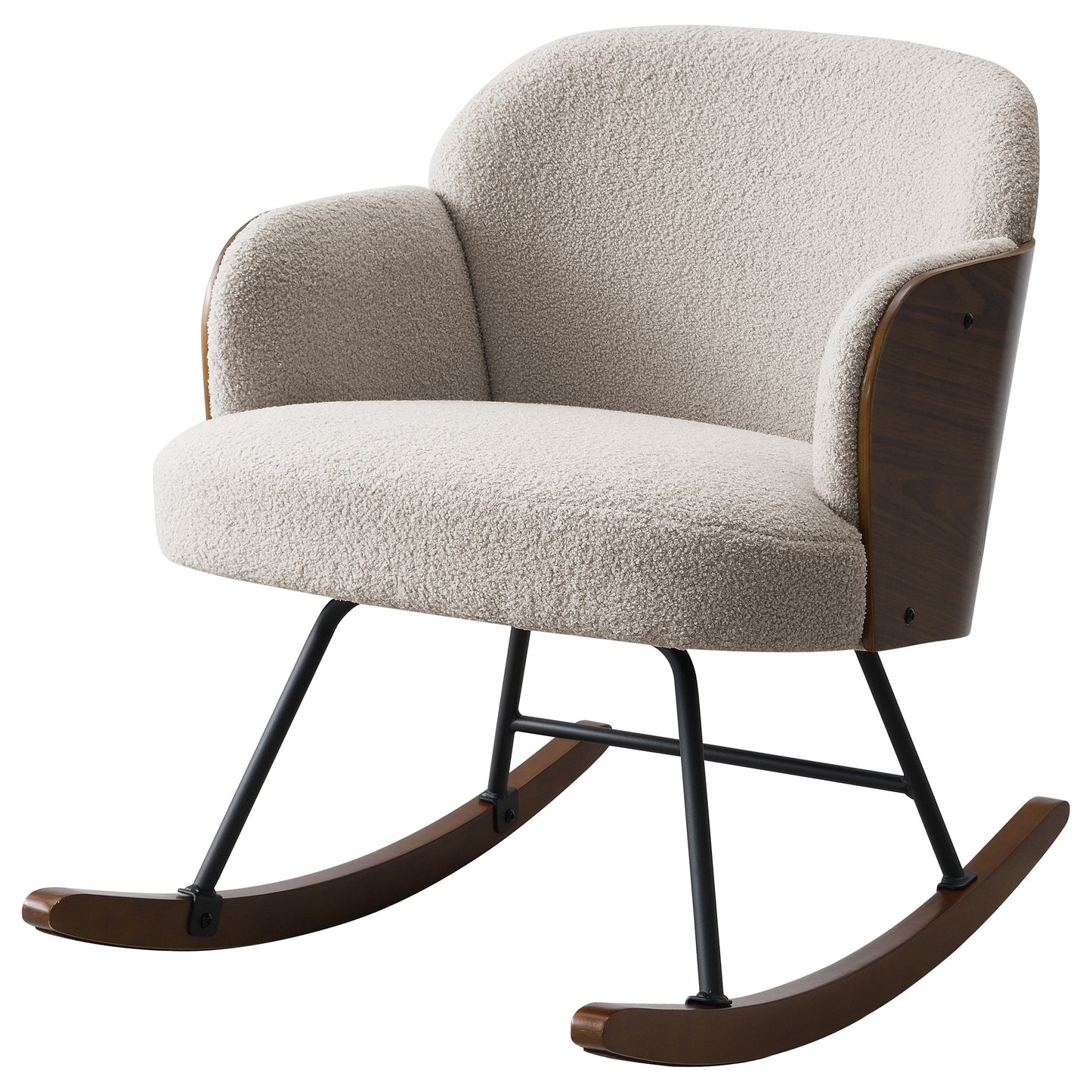 Mecedora Paige Boucle con respaldo medio tapizada en beige