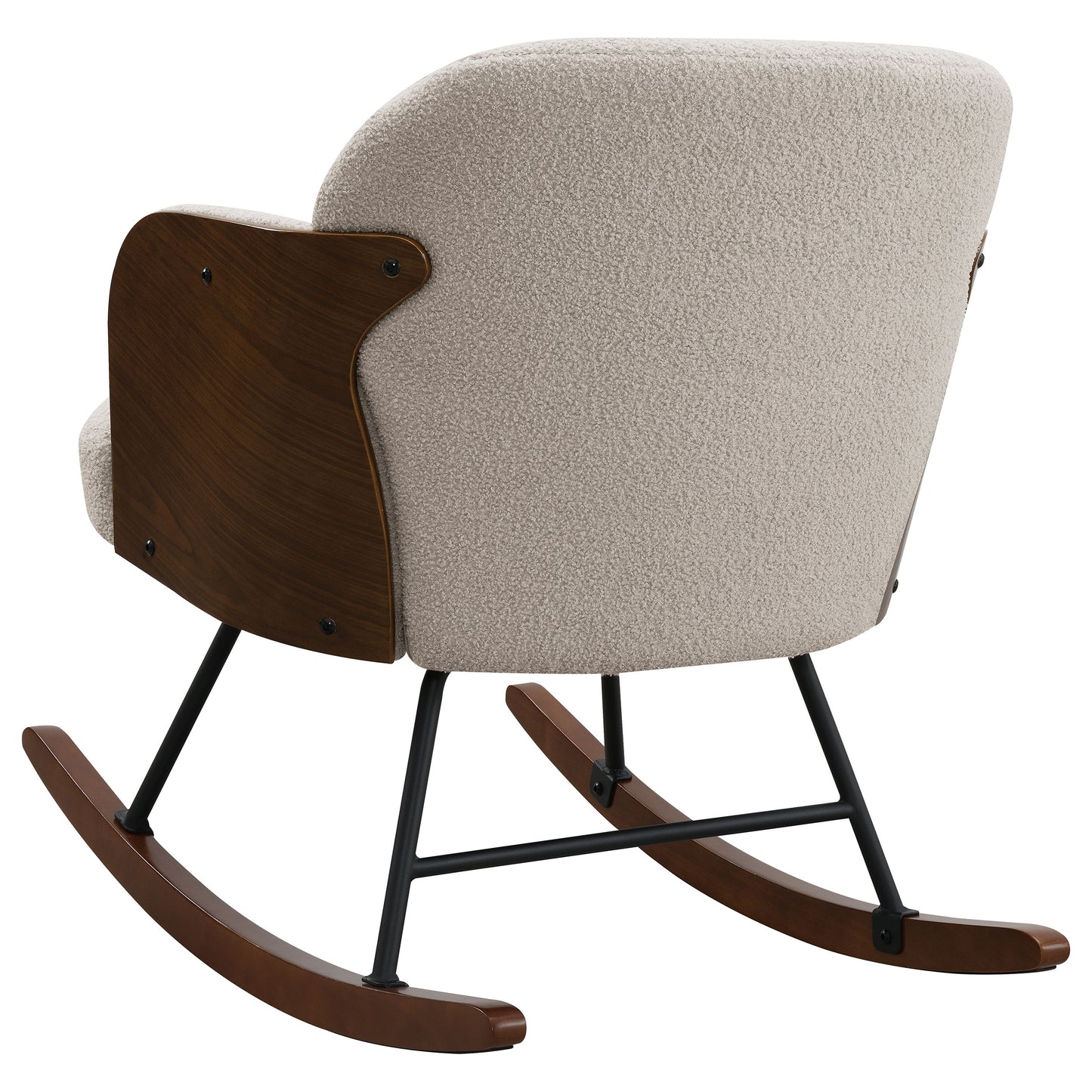 Mecedora Paige Boucle con respaldo medio tapizada en beige