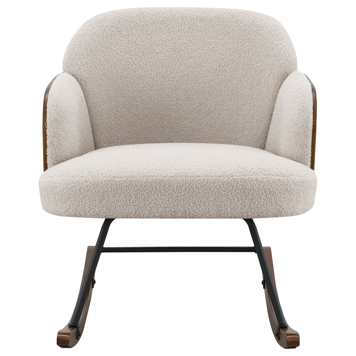 Mecedora Paige Boucle con respaldo medio tapizada en beige
