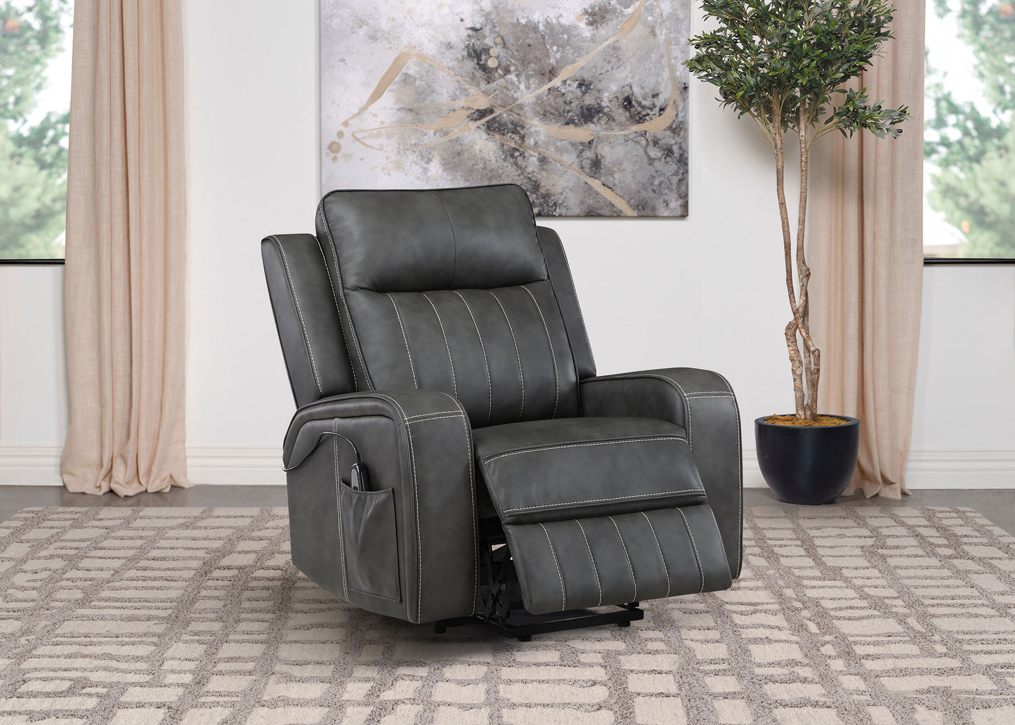Sillón reclinable eléctrico tapizado Raelynn gris