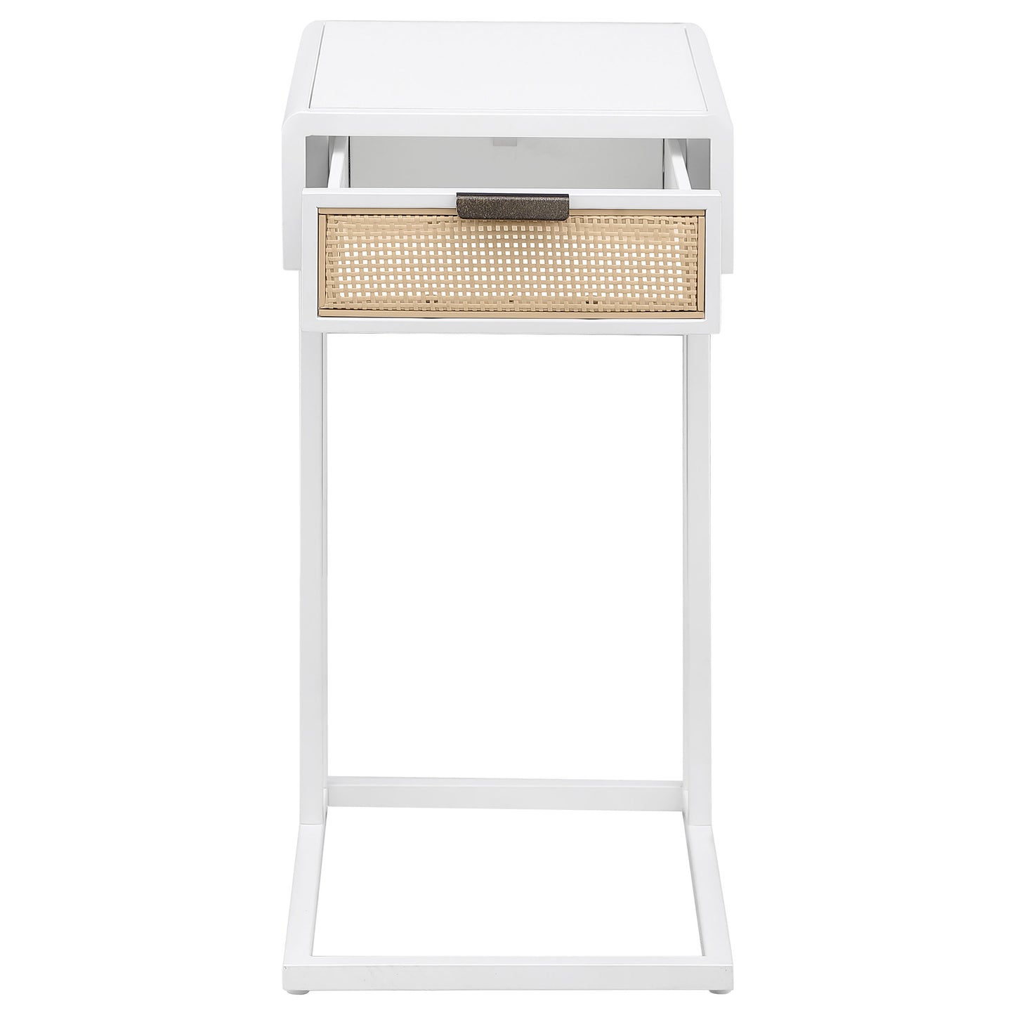 Mesa auxiliar Amherst de metal con 1 cajón y tejido de radio, color blanco